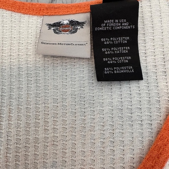 Harley-Davidson Waffle Bling Button Raw Hem V-neck - Picture 7 of 11